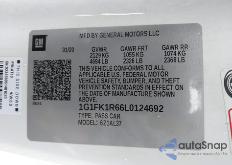 2020 Chevrolet Camaro Rwd Zl1 from USA, damaged, VIN 1G1FK1R66L0124692